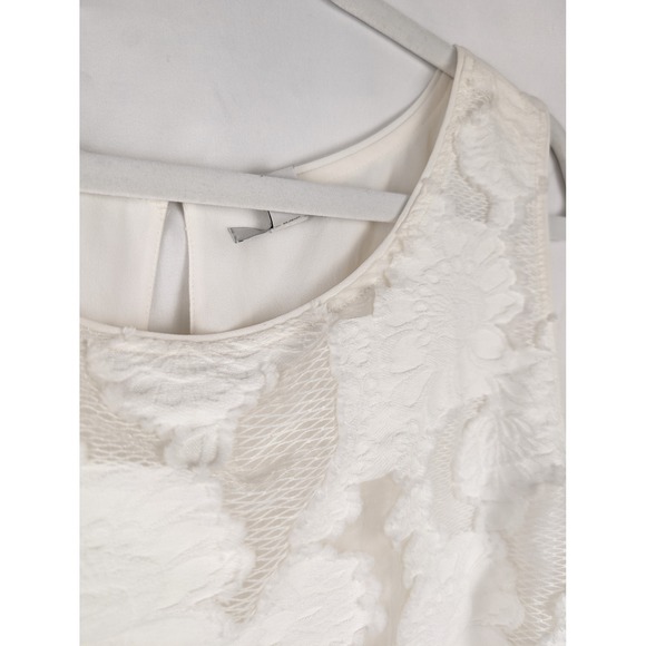 Halogen White Floral Lace Sheer Tank Top Womens L Layered Dainty Coquette Fairy - Picture 5 of 11